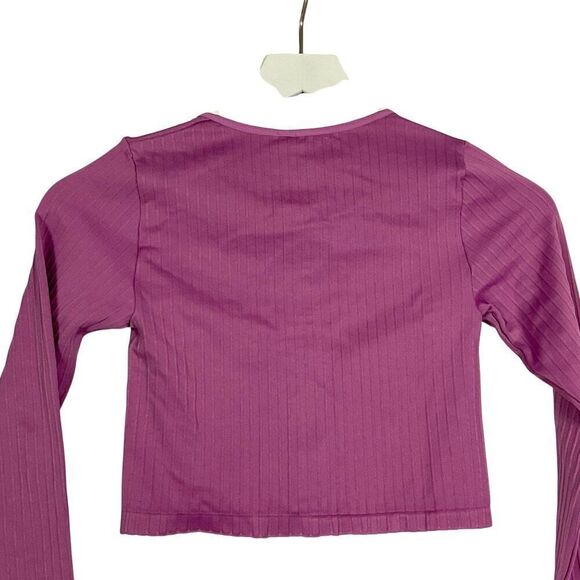 NWT Anthropologie Mauve Ribbed Button-Up Long Sleeve Cropped Cardigan Size S/M - Picture 7 of 14